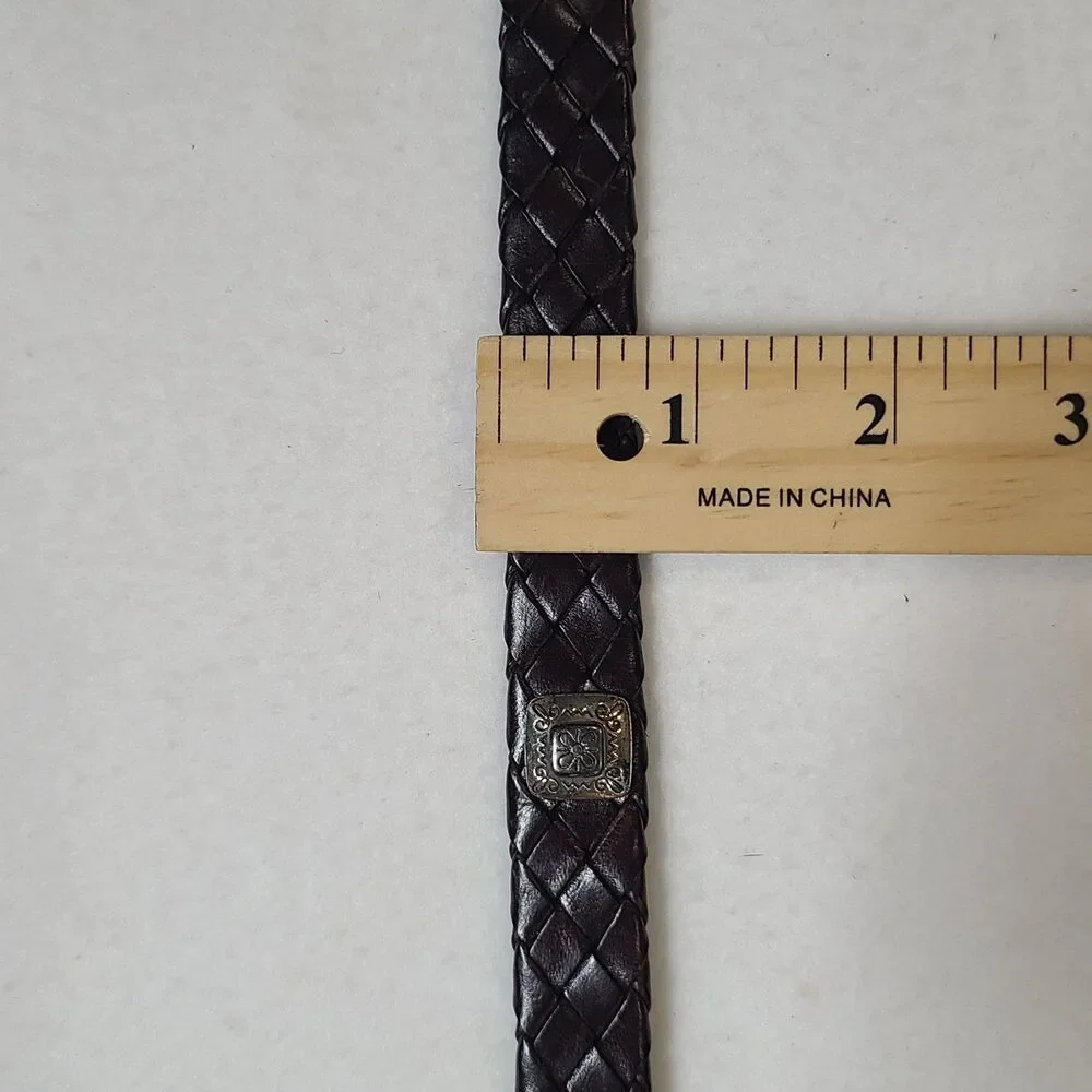 Vtg Brighton Croc Embossed Belt Brown Silver Buckle